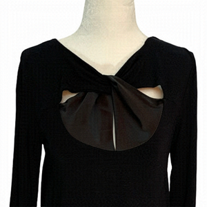 𝅺ISAAC Mizrahi🖤Black Long Sleeve Top Crossover Front Size S
